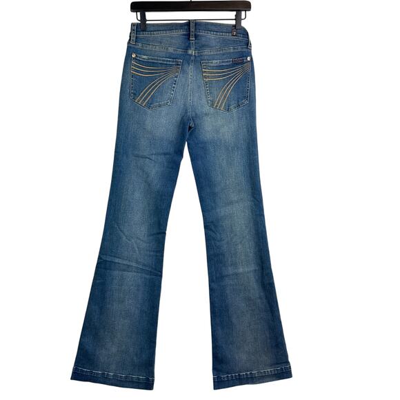 7 For All Mankind Flare DOJO Mid-Rise Jeans 34” Blue Stretch - 28 - Picture 1 of 8